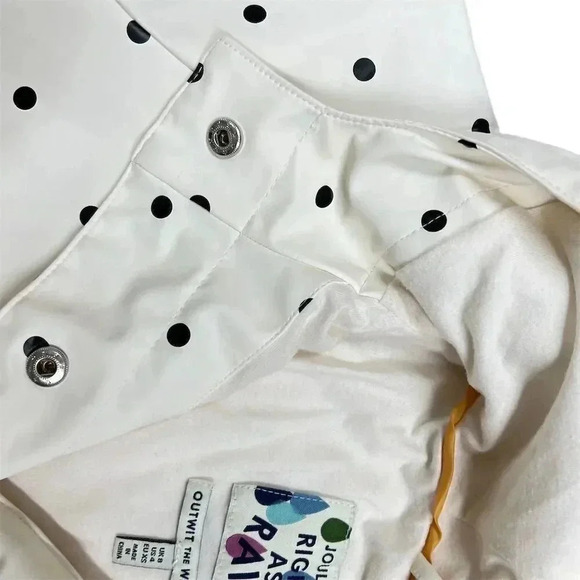 Joules Women's EU size XS White Polka Dot Hooded Raincoat Casual Spring - Picture 9 of 12